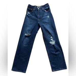 Levi’s ribcage straight ankle jeans dark wash womens 25 high rise distressed